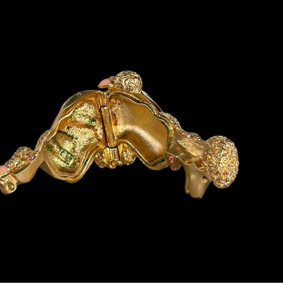 VTG 1999 Estee Lauder Poodle Solid Perfume Compact ONLY Dazzling Gold Rhinestone - Picture 6 of 9